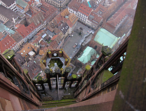 La vue depuis le nichoir installé à la Cathédrale - Photo Olivier Steck